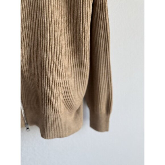 Zara Men’s Full Zip Wool Blend Sweater Tan Medium Chunky Knit Pockets Size XL - Picture 12 of 13